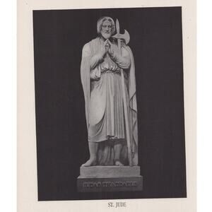 St Jude / St Philip Marble Statue Bible Print Antique 1880s Religion Christian